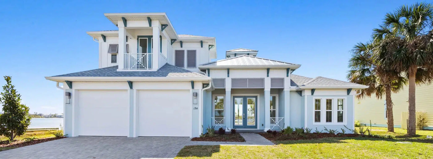 Photograph of custom home on the seashore