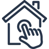 Icon of finger pointing to a home