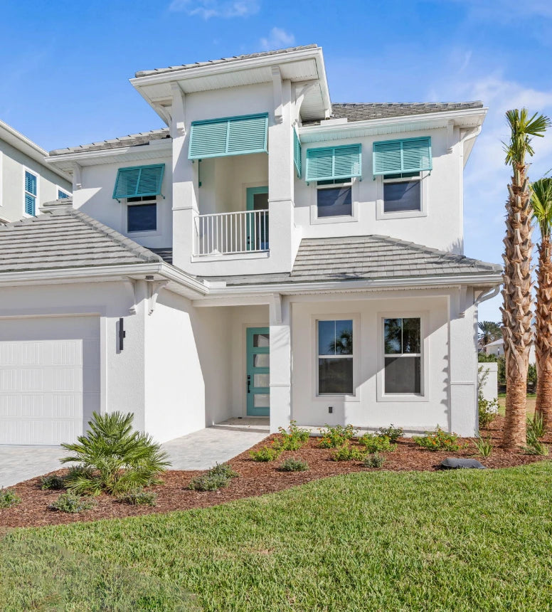 Photograph of front elevation of rental property focused on entry