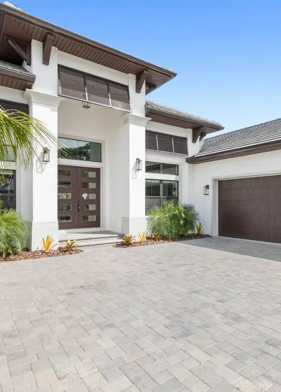 Photo of front entry way and large garage